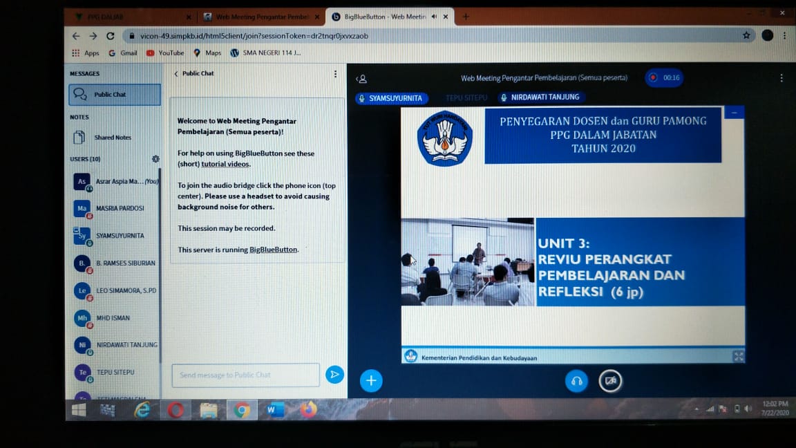 Rangkaian Kegiatan Pesiapan PPG Dalam Jabatan Tahun 2020